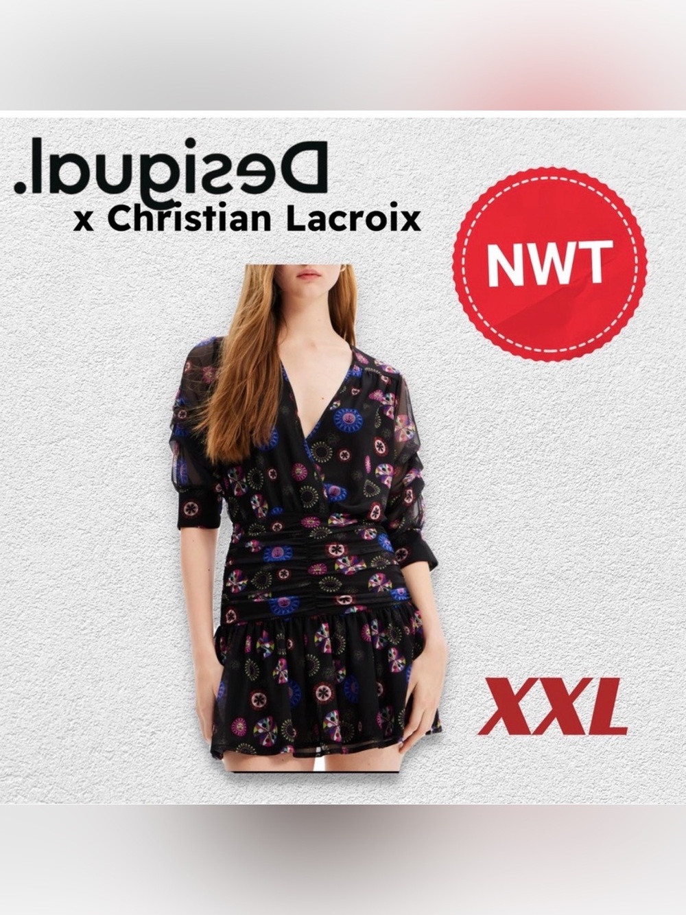 🇪🇸🆕🏷️NWT DESIGUAL x CHRISTIAN LACROIX | XXL | DRAPED SHORT DRESS